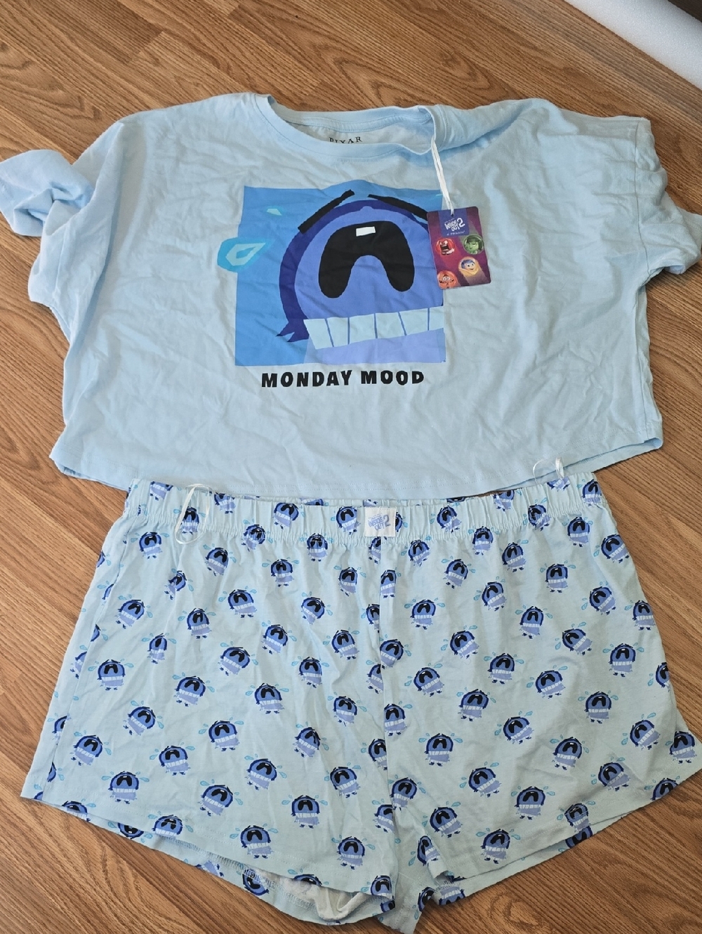 Light Blue 'Monday Mood' Inside Out Pajama Set